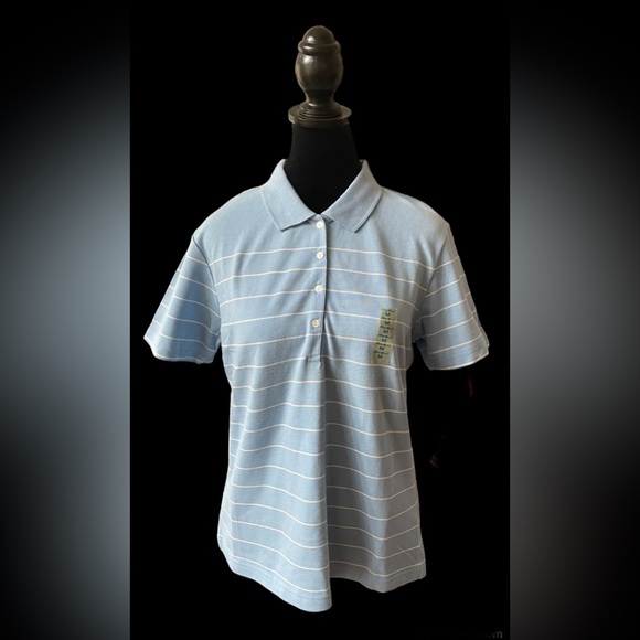 Eddie Bauer: Blue Golf Polo with White Stripes - Picture 16 of 17